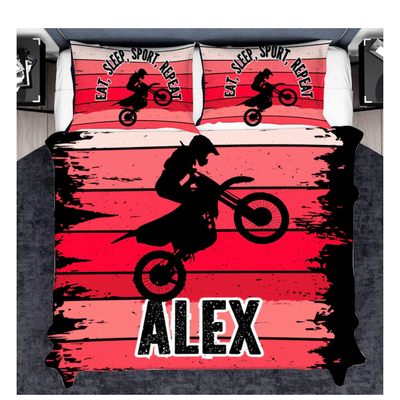 Personalized Dirt Bike Racing Comforter Cover Set