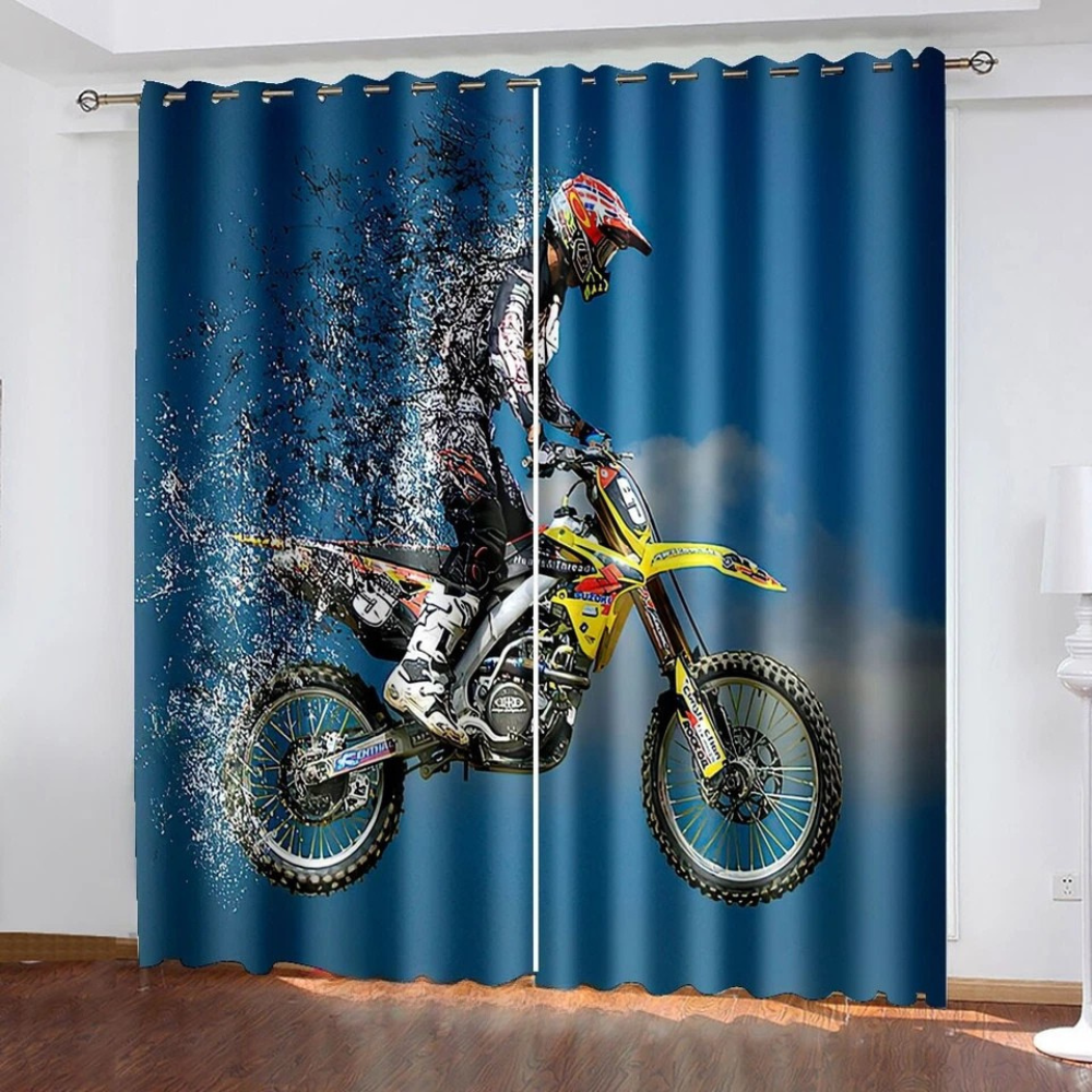 motorcycle racing curtains bedroom