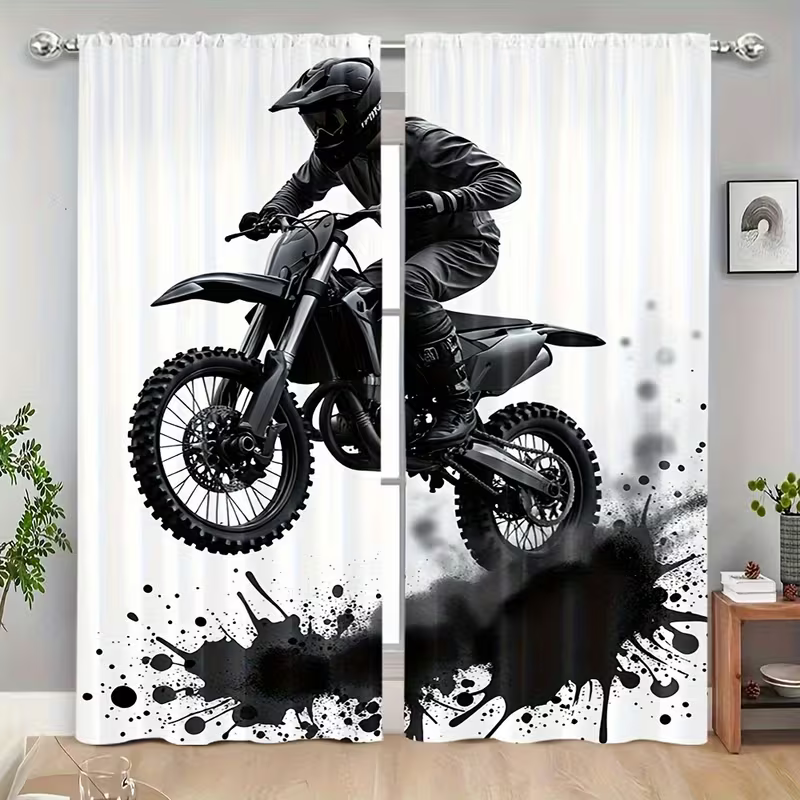motocross fan bedroom curtains