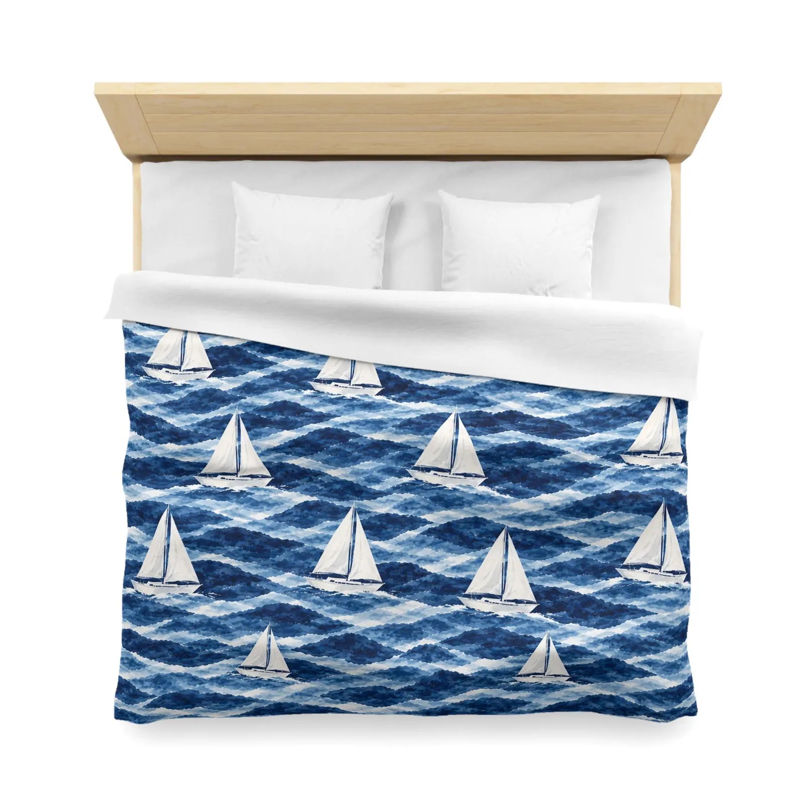 Ocean waves quilt cover set for nautical bedroom styling