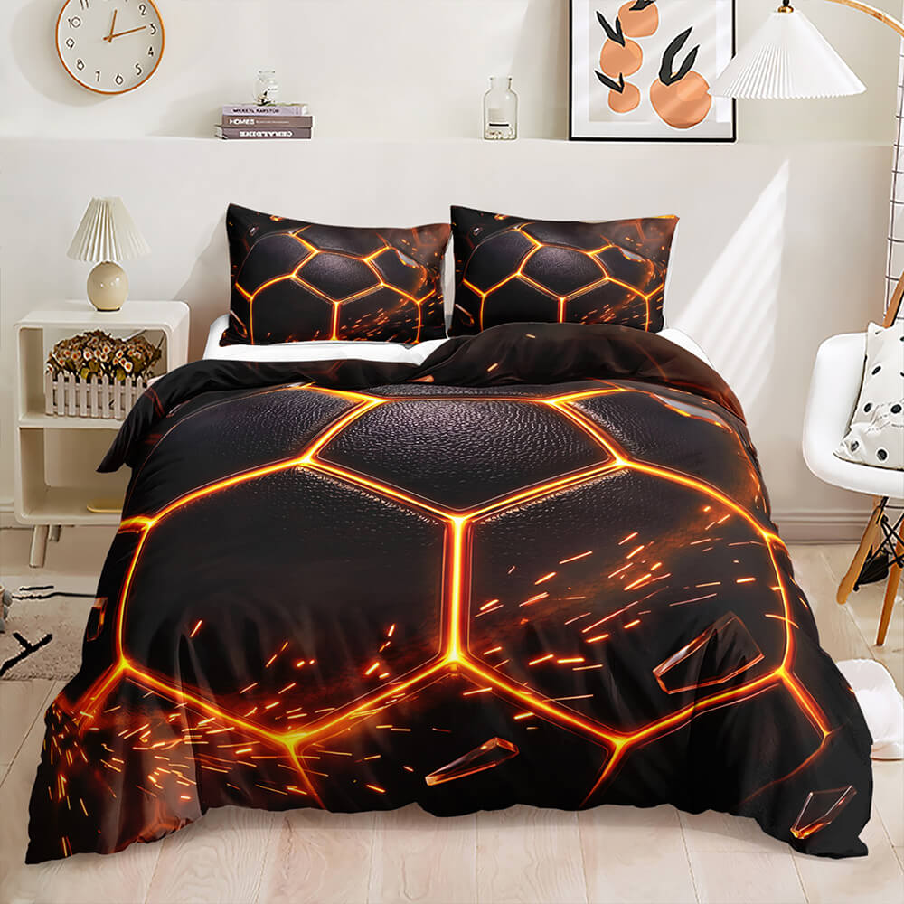 neon orange hexagon bedding modern home decor