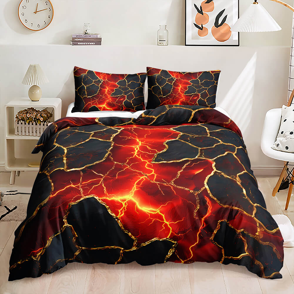 neon orange hexagonal honeycomb doona cover