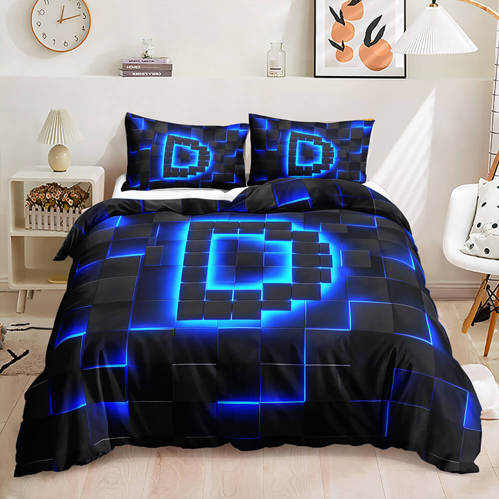 modern blue doona cover geometric pattern