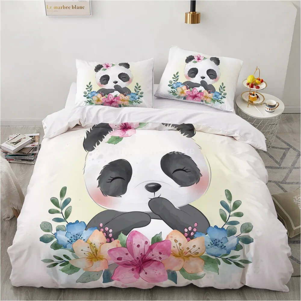 panda duvet cover set bedroom decor