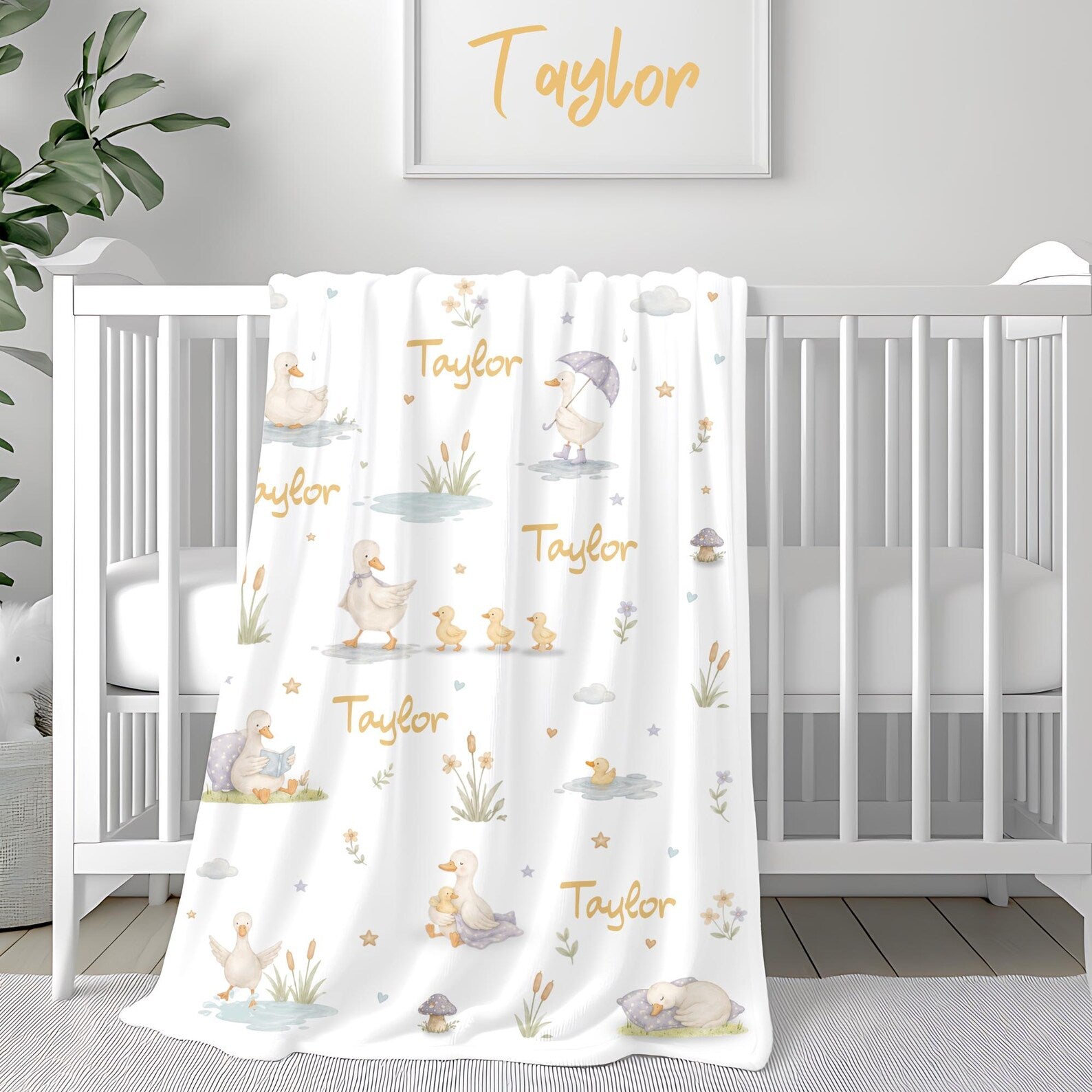 personalized duckling blanket for boys and girls