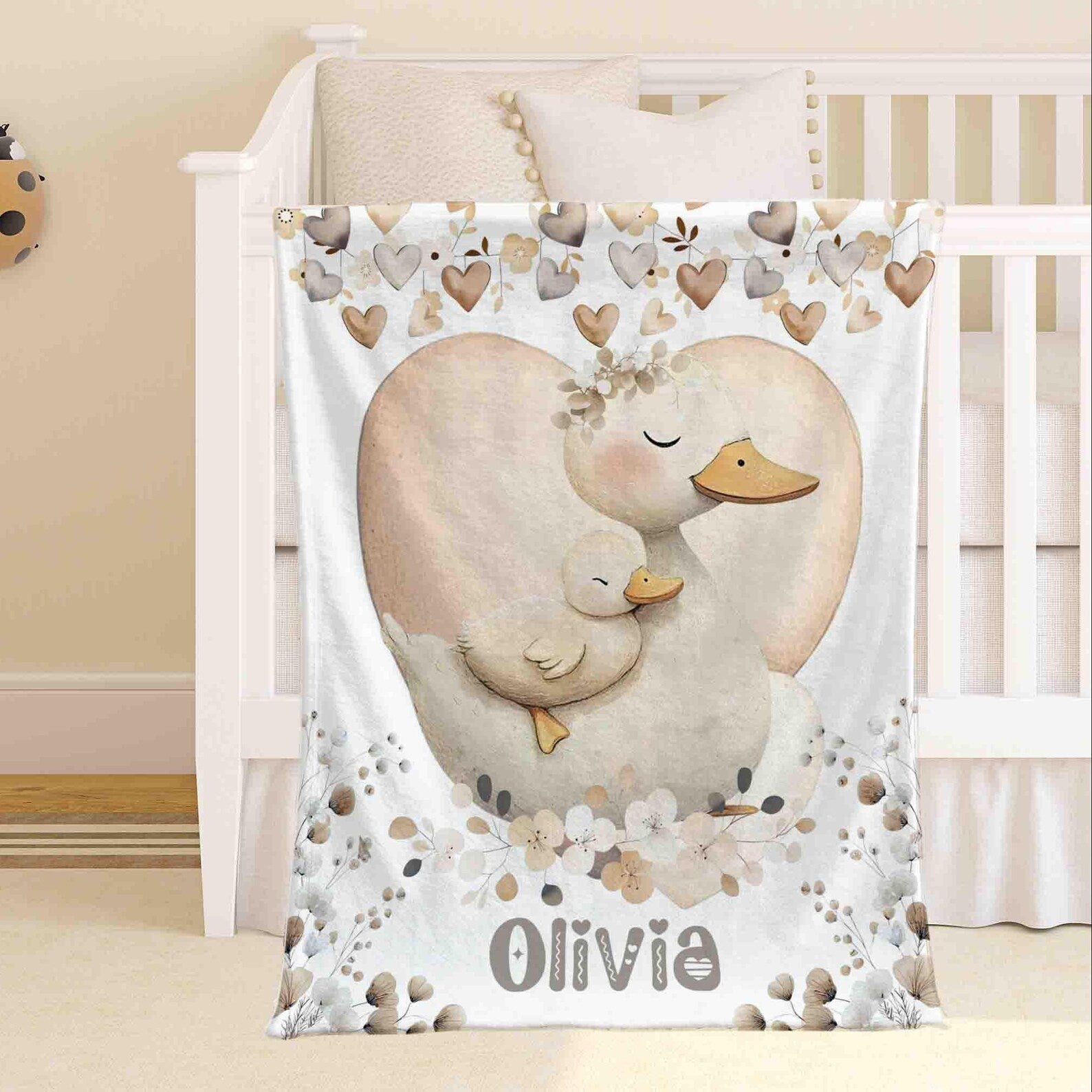 custom duckling blanket for baby shower gift