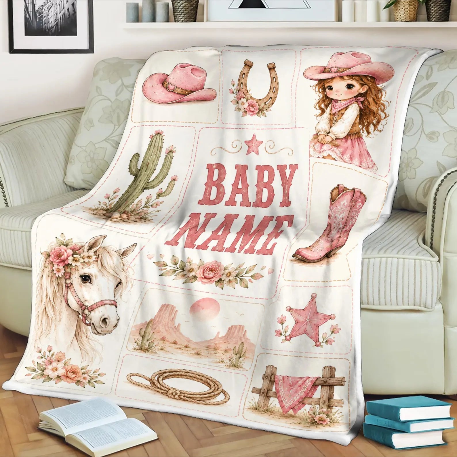 personalized cowboy cowgirl blanket for bedroom