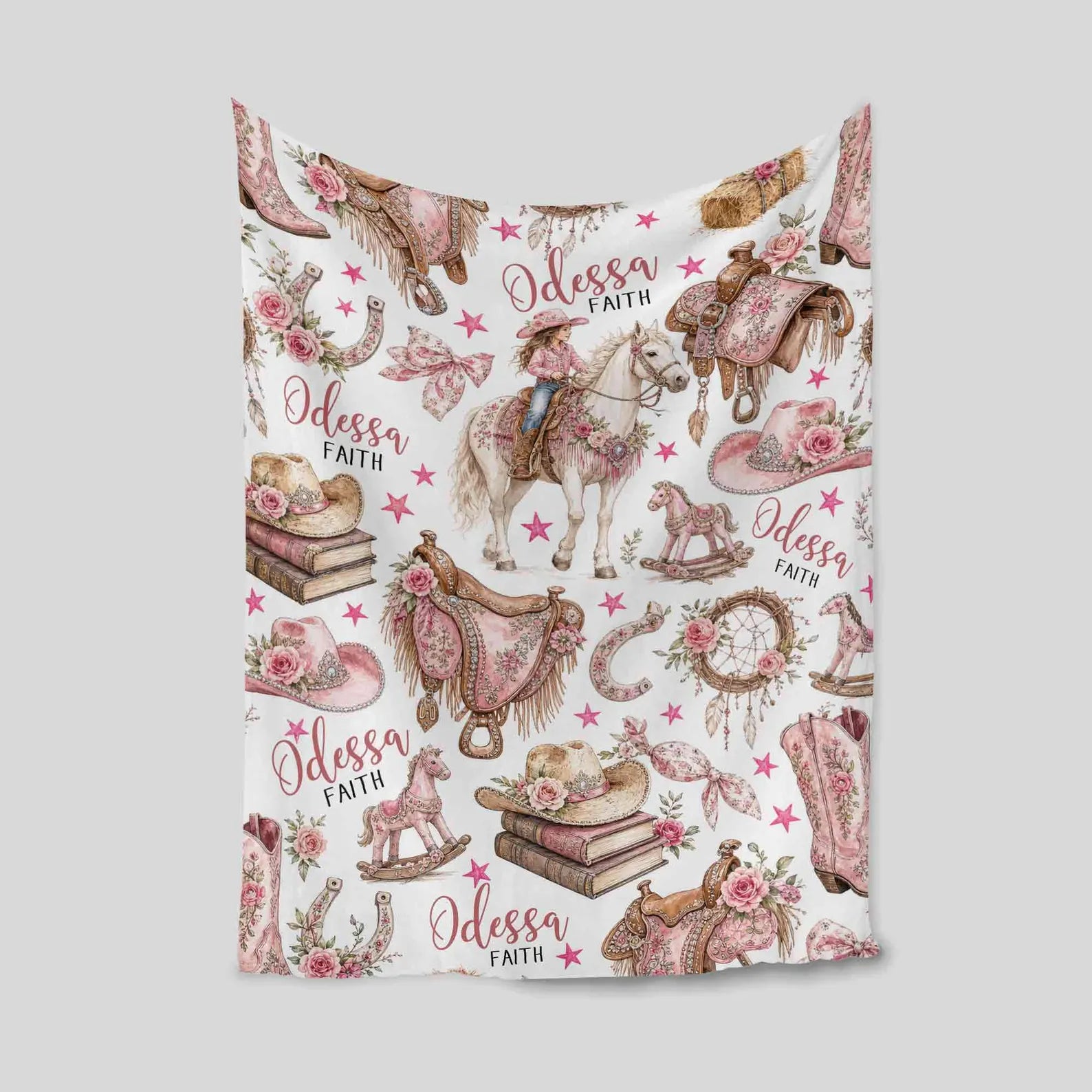personalized cowgirl gift blanket for horse lovers