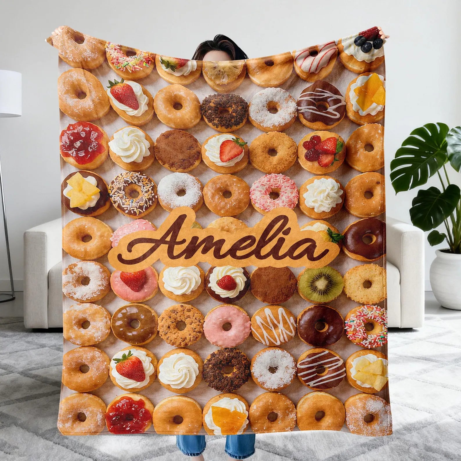 personalized donut blanket soft warm flannel material