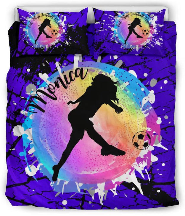 Personalized Girls Soccer Duvet Cover Set