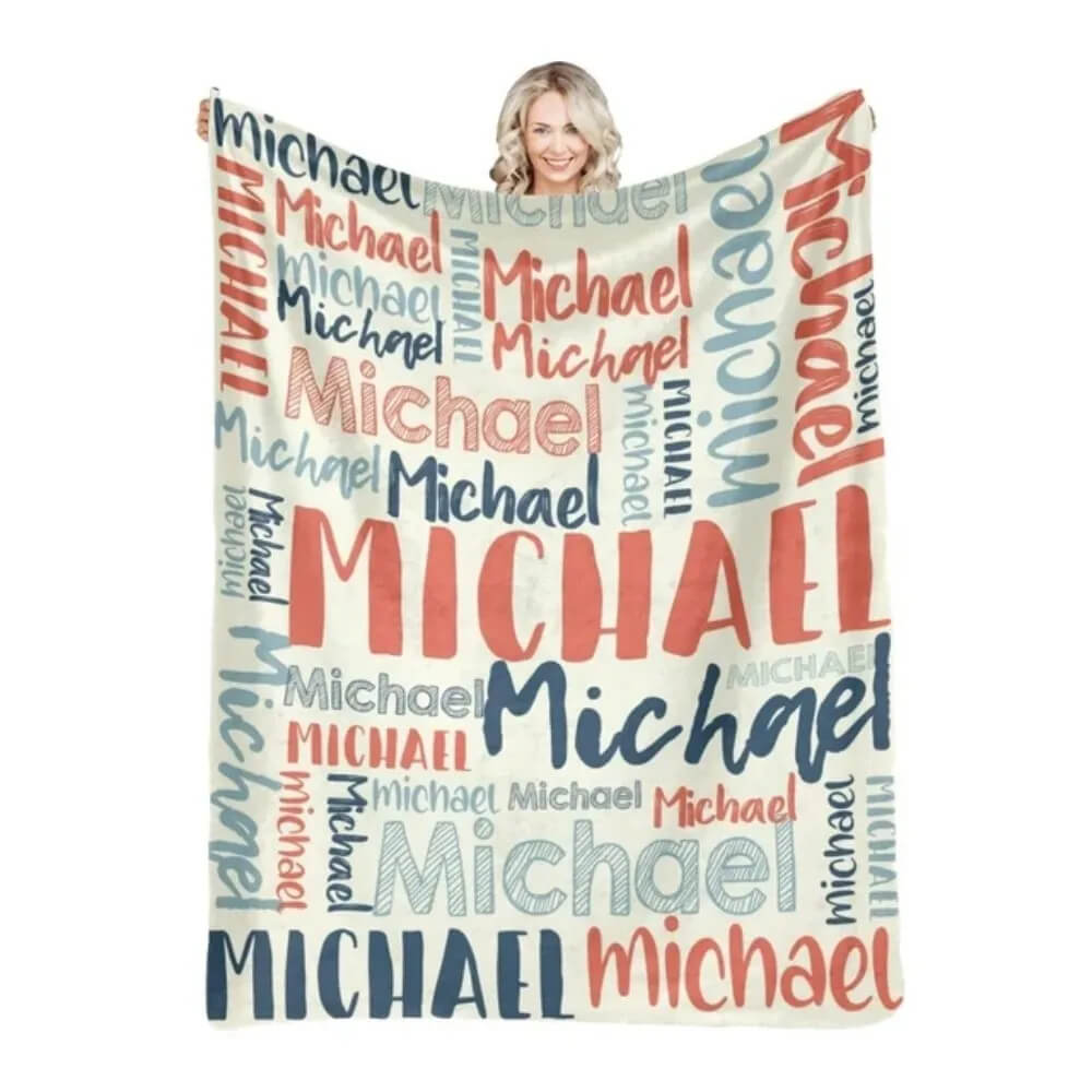 Personalized name flannel blanket custom gift for kids and adults