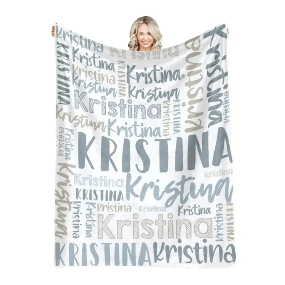 Personalized flannel blanket with letter print home décor