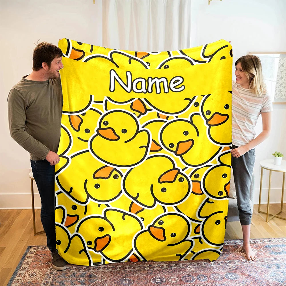 personalized kids blanket yellow duck design