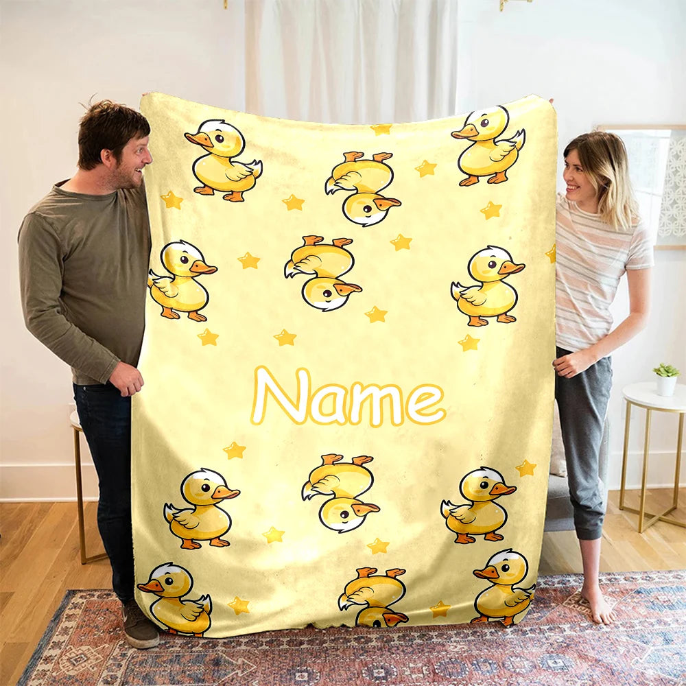 custom yellow duck blanket for toddler bedroom