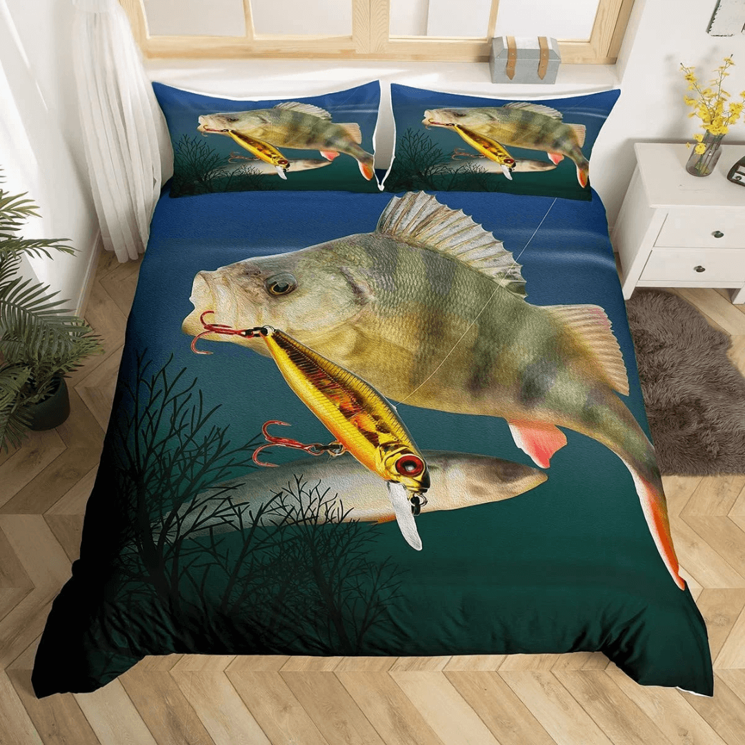 Pike fish duvet cover close up fish pattern