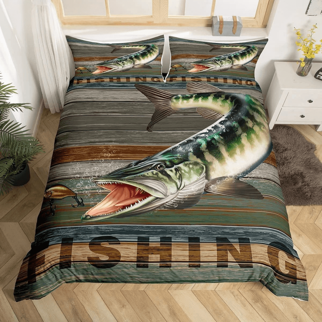 Fishing adventure themed bedding for teens