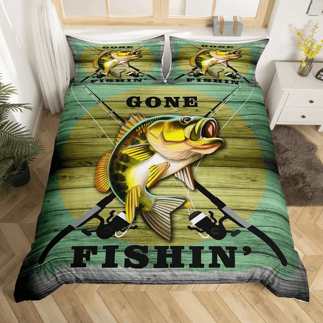 Durable microfiber fishing duvet cover set