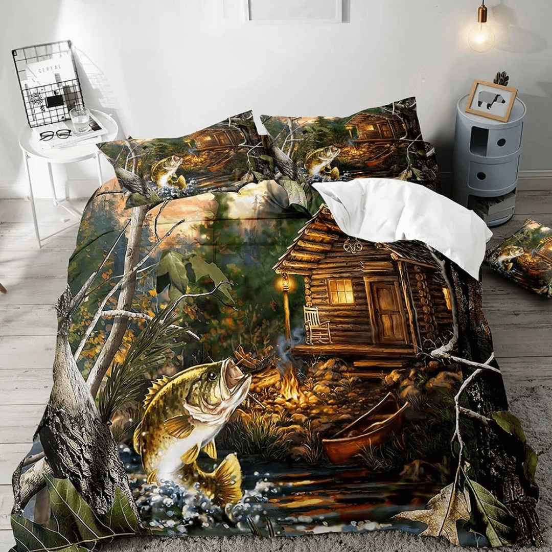 Fishing lover bedroom decor bedding set