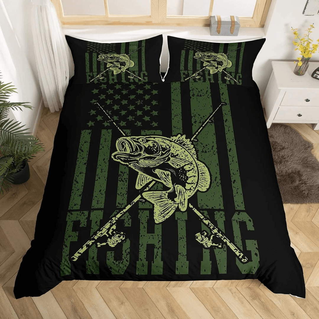 Pike fish hunting fishing bedding set