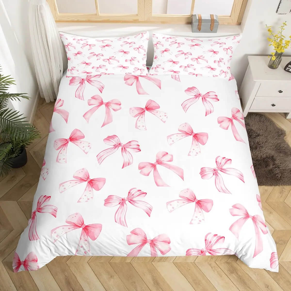 Princess Inspired Pink Bowknot Microfiber Quilt Cover