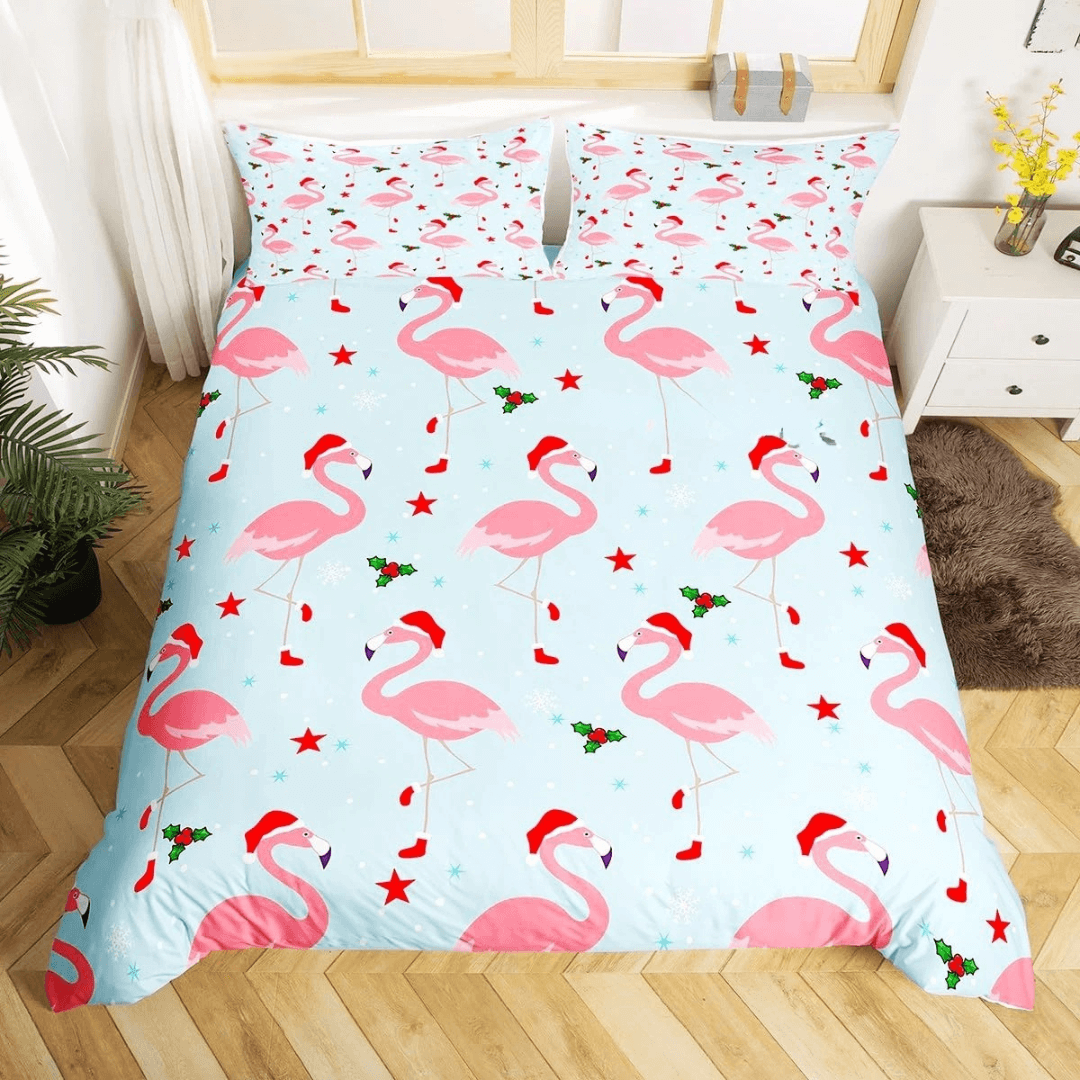 Pink flamingo duvet cover set for girls bedroom