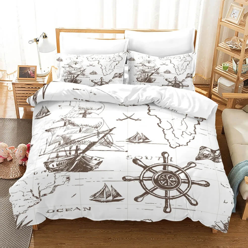 Pirate cartoon duvet cover fabric detail