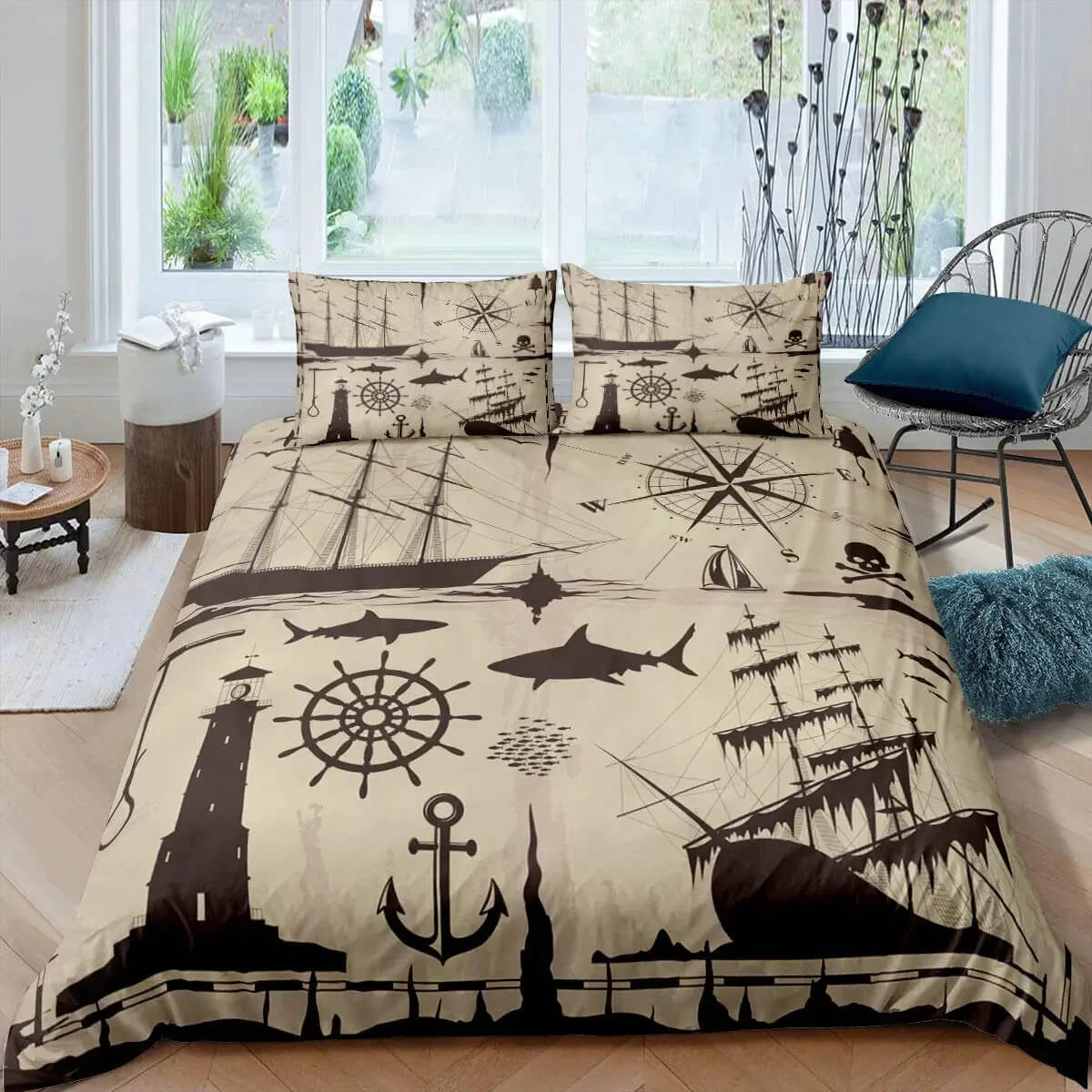 Pirate sailboat bedding set kids
