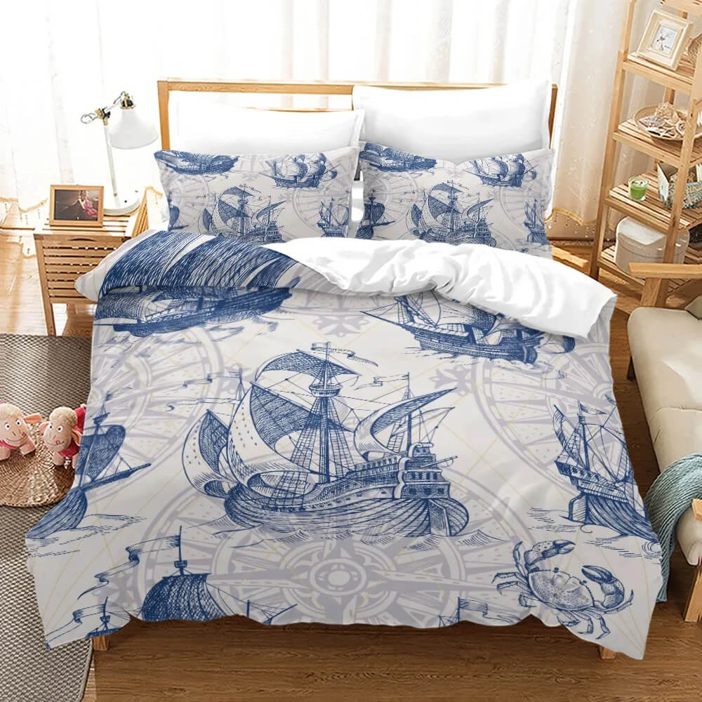 Nautical island bedding palm tree design