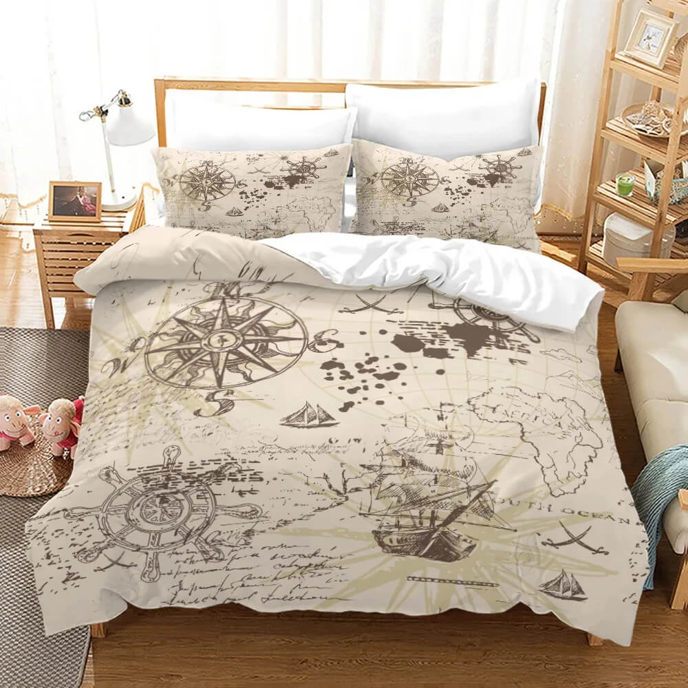 Pirate treasure island duvet cover