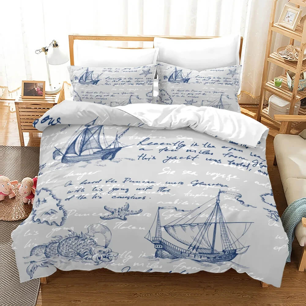 Tropical beach pirate bedding set