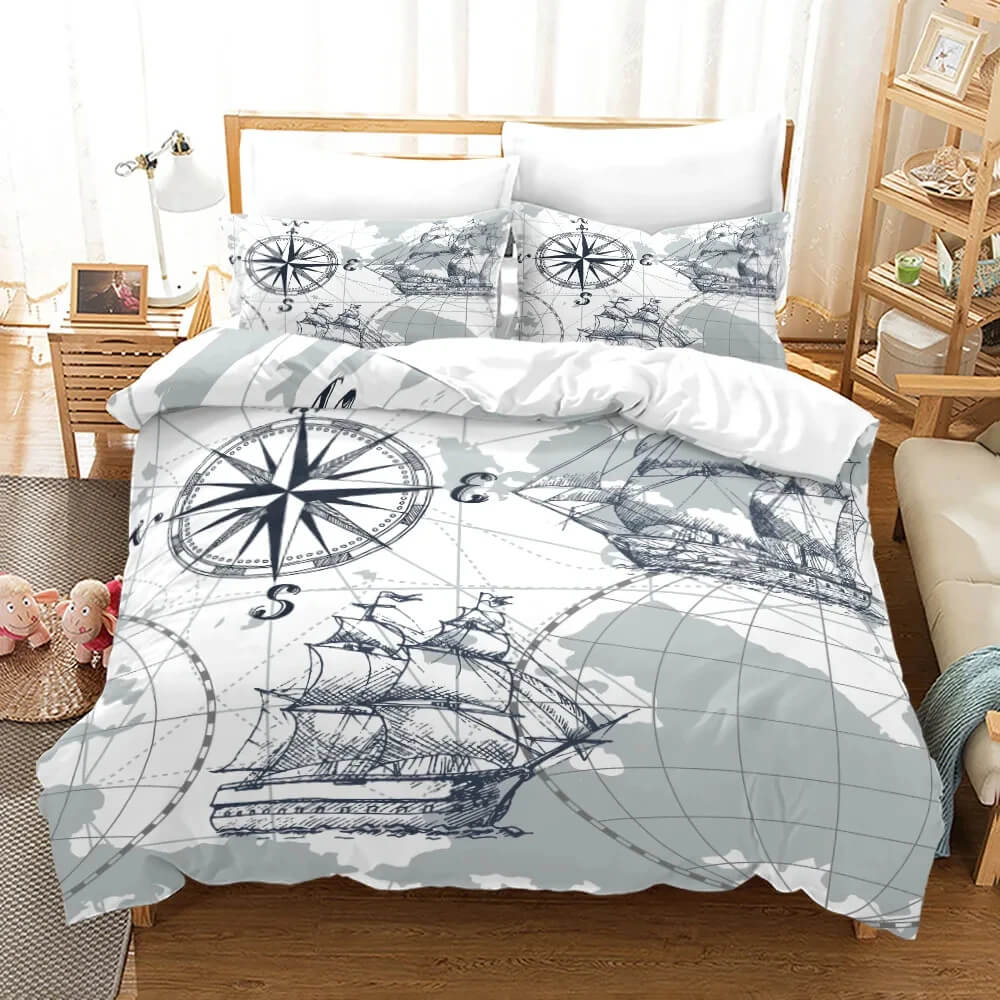 Pirate theme bedding with palm trees