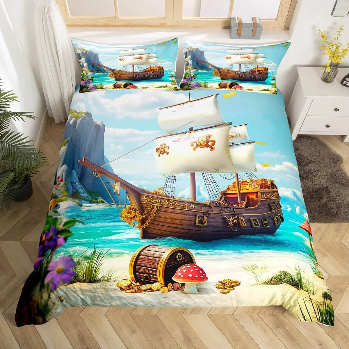 Pirate skull bedding set