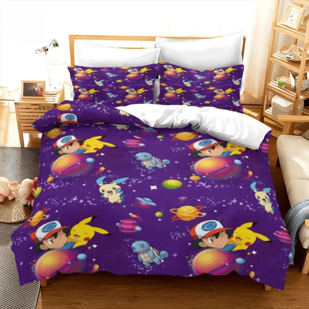 Pokemon Pikachu & Ash Ketchum Anime Cartoon Kids Duvet Cover
