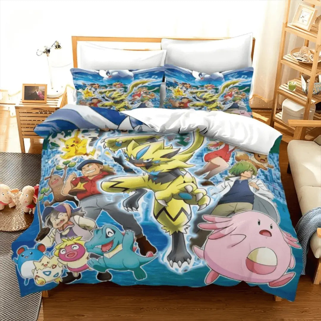 Pokemon Totodile & Chansey Anime Cartoon Kids Quilt Cover