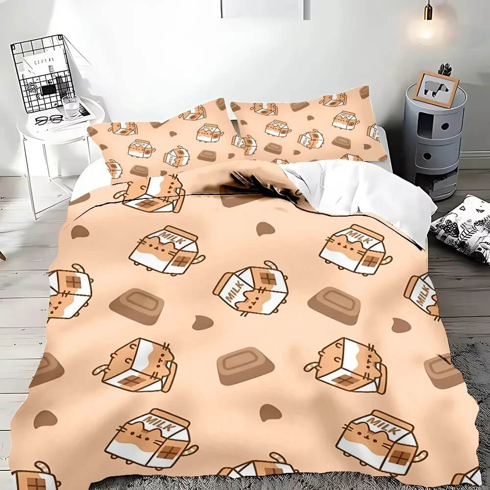 Teen bedroom with Pusheen duvet cover