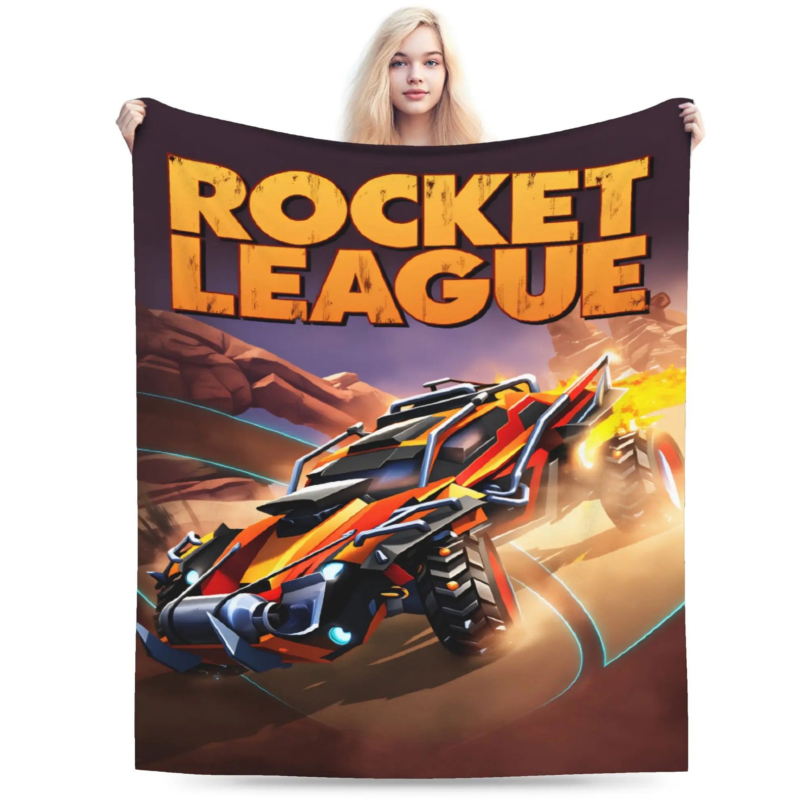 Rocket League flannel blanket for bedroom decor