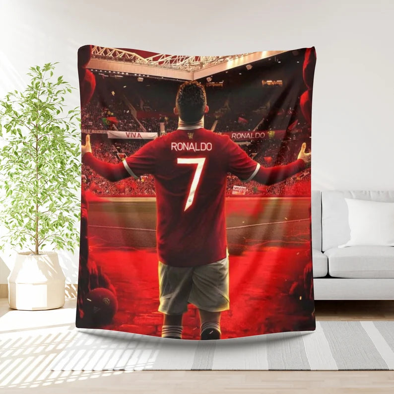 Ronaldo Football Blanket Boys Gift Idea Soccer Player Bedding Birthday Present Sports Lover Throw Gift for Boys Football lover Soccer gift