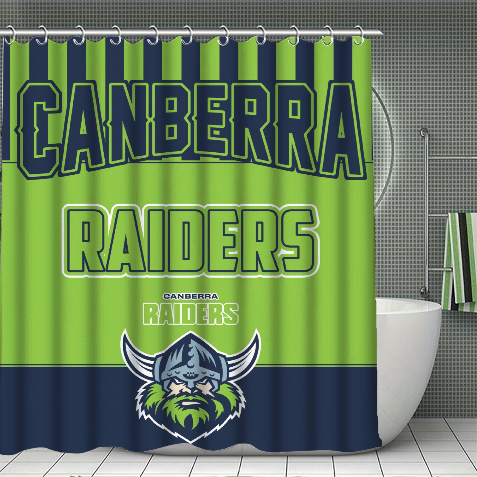 Rugby fan cave shower curtain