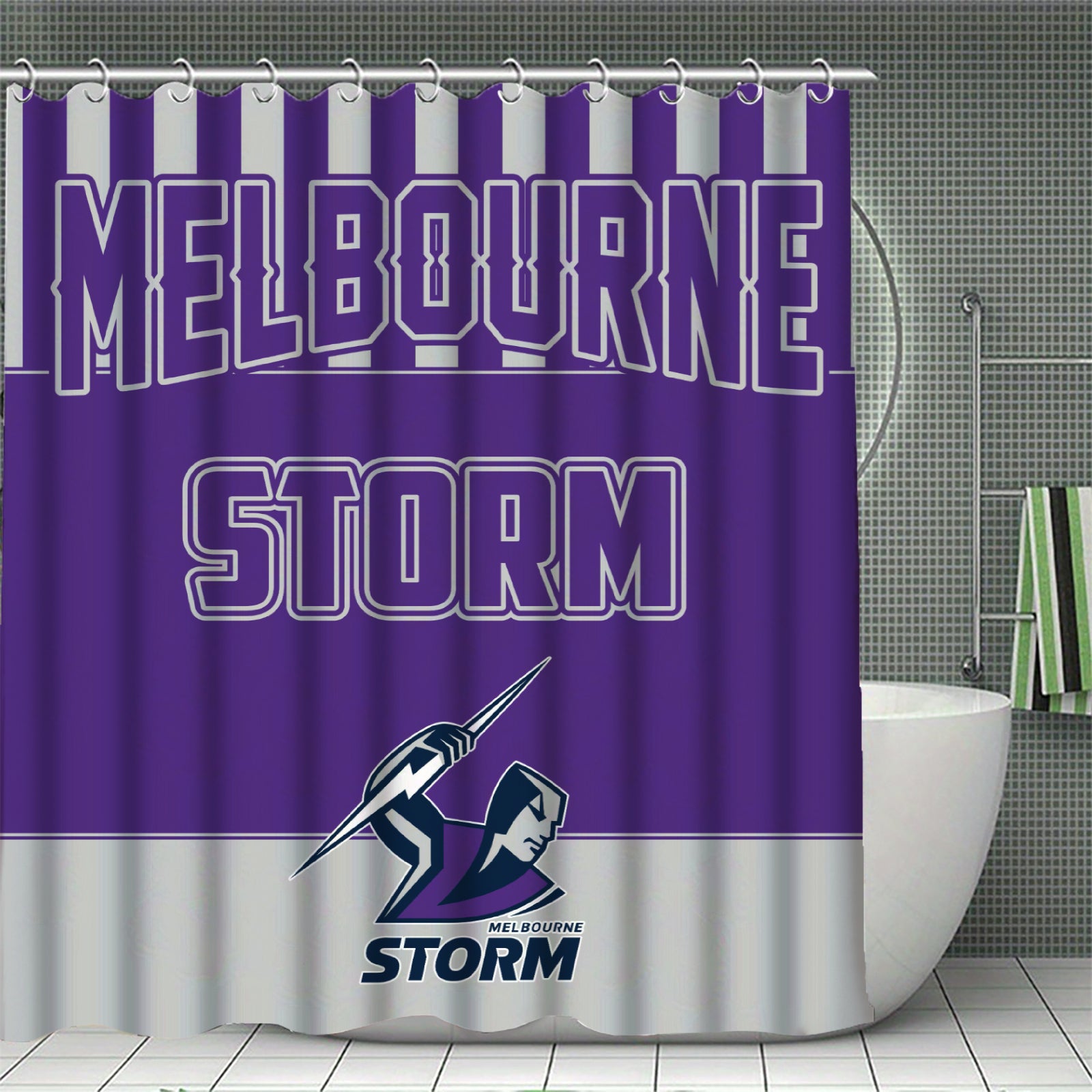 Waterproof Rugby NRL shower curtain