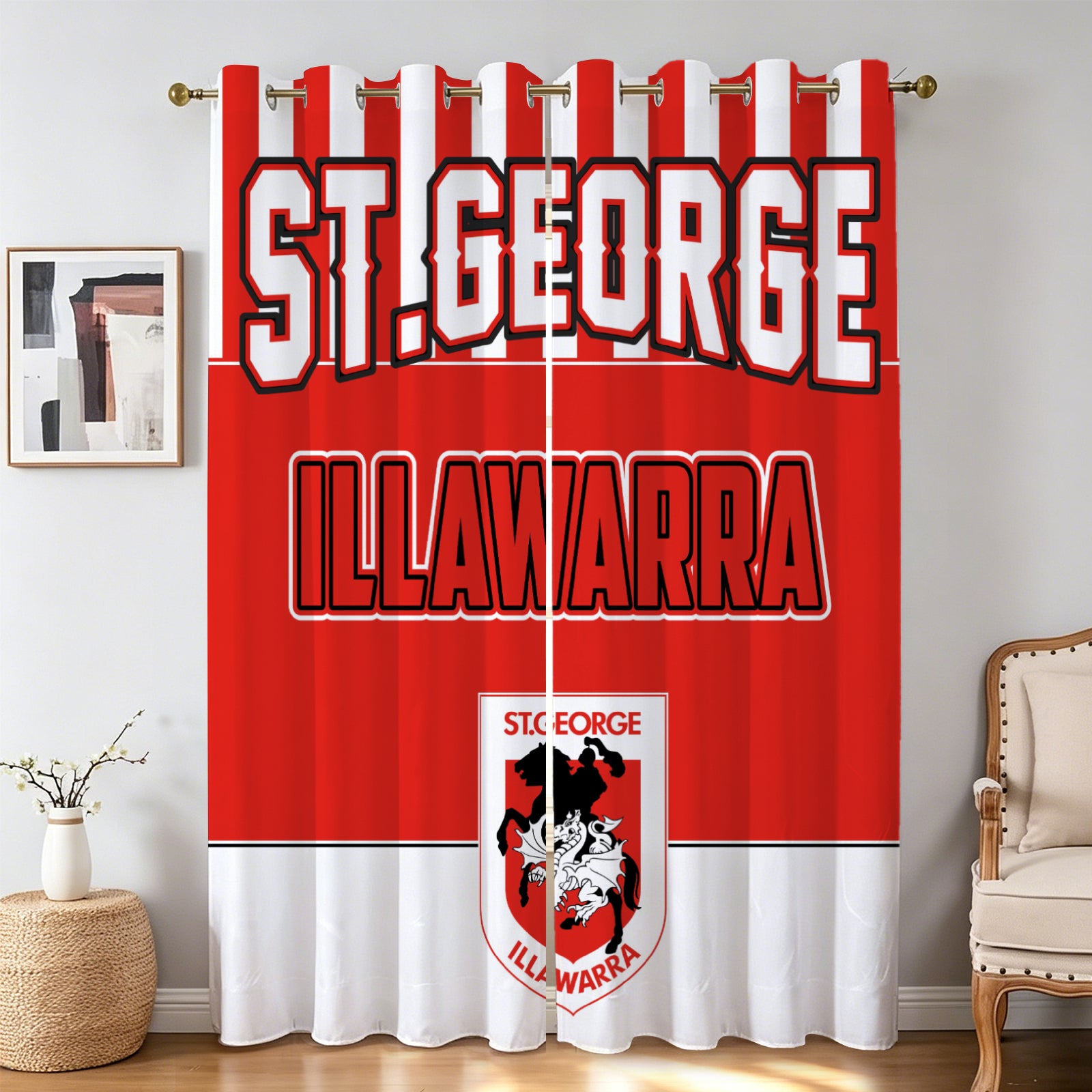 rugby themed bedroom window drapes