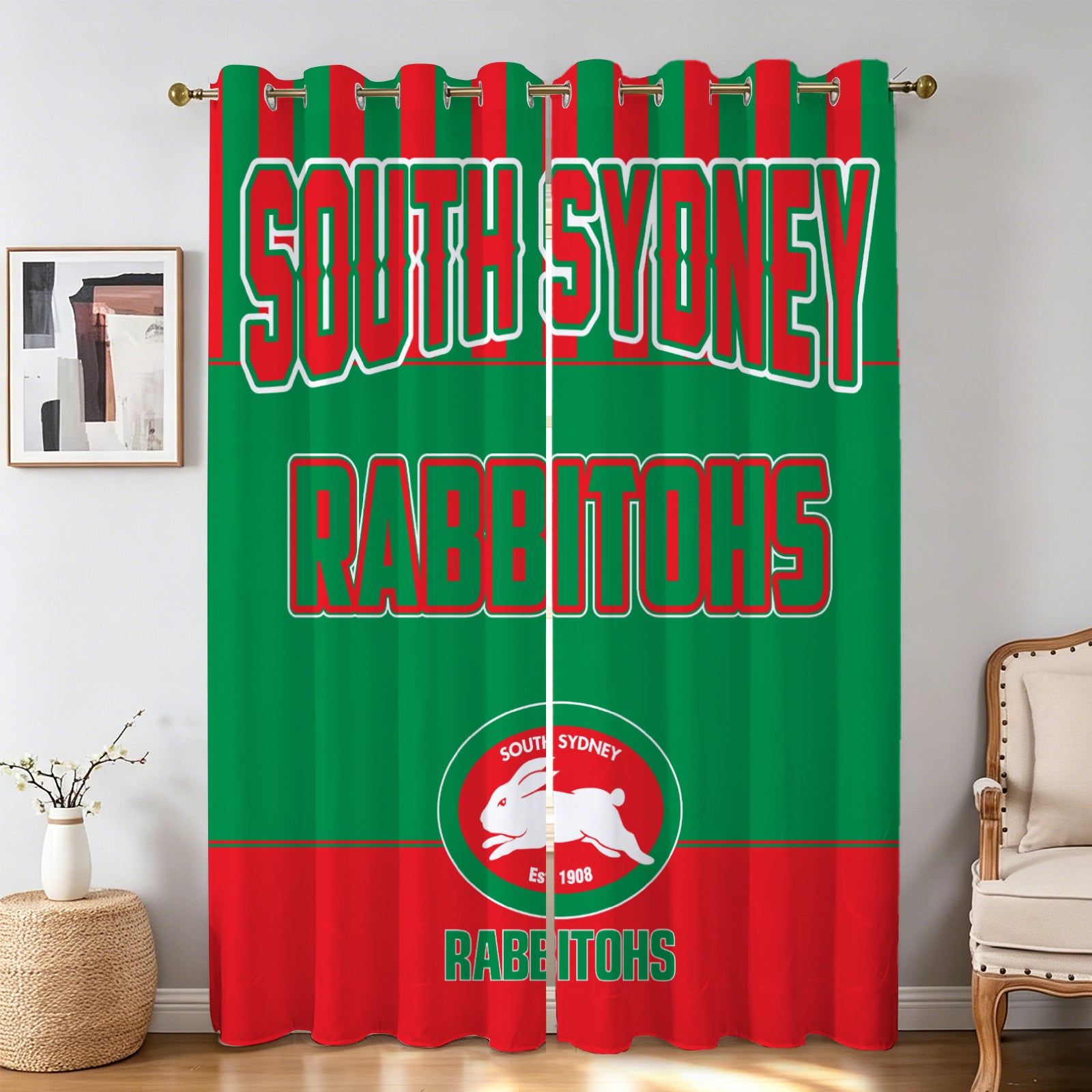 rugby themed living room drapes