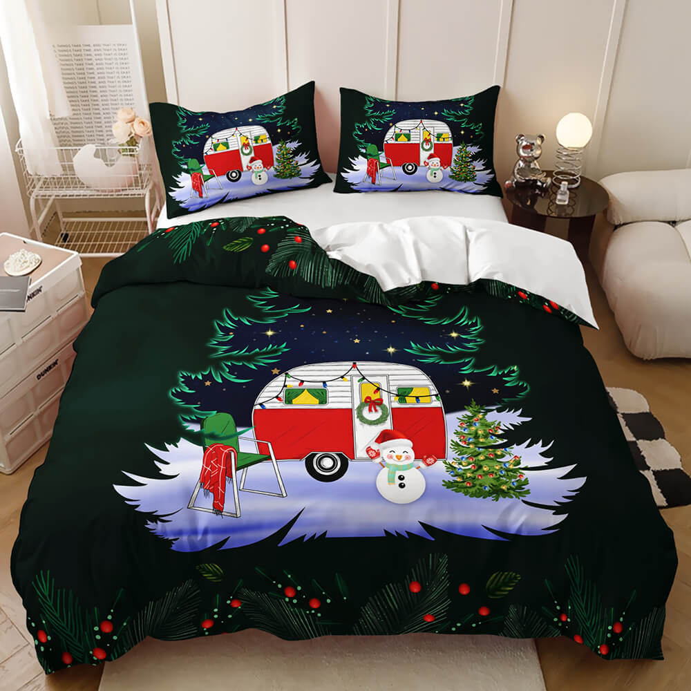 Forest camping duvet cover with starry night theme