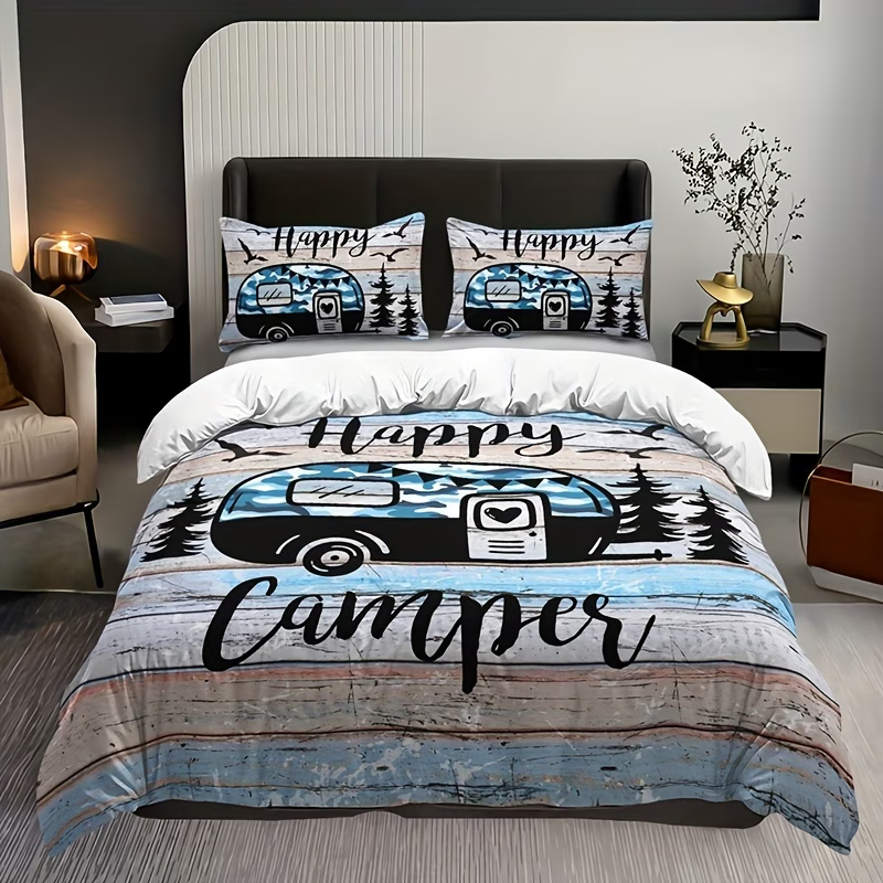 Camping adventure quilt cover set for guest bedroom