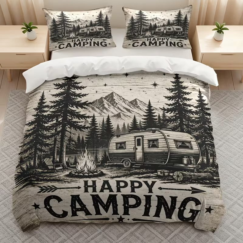Happy Camper camping themed bedding gift idea