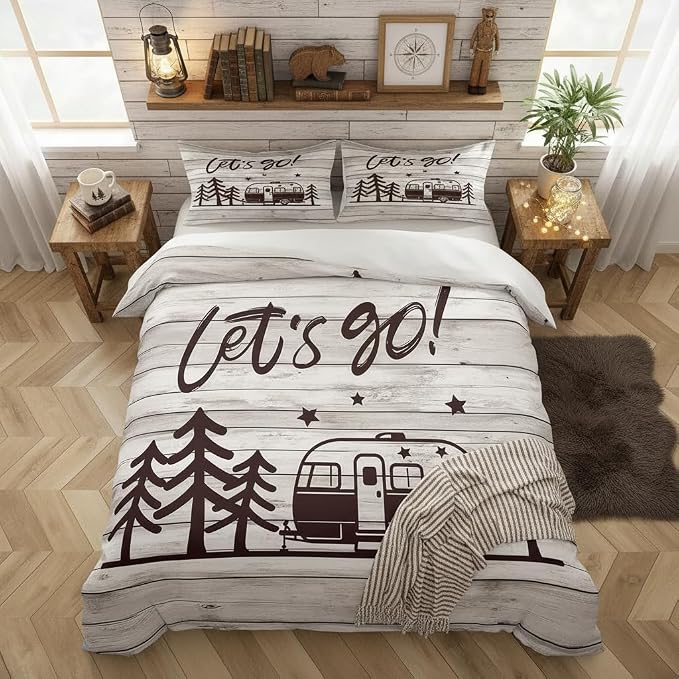 Starry night camper duvet cover for camping enthusiasts