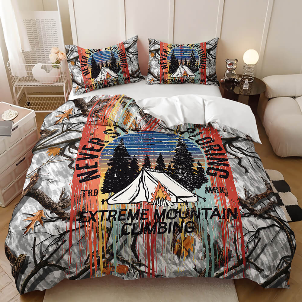 Happy Camper bedding set with rustic outdoor inspired design