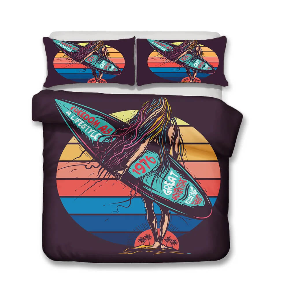 Ocean wave print bedding