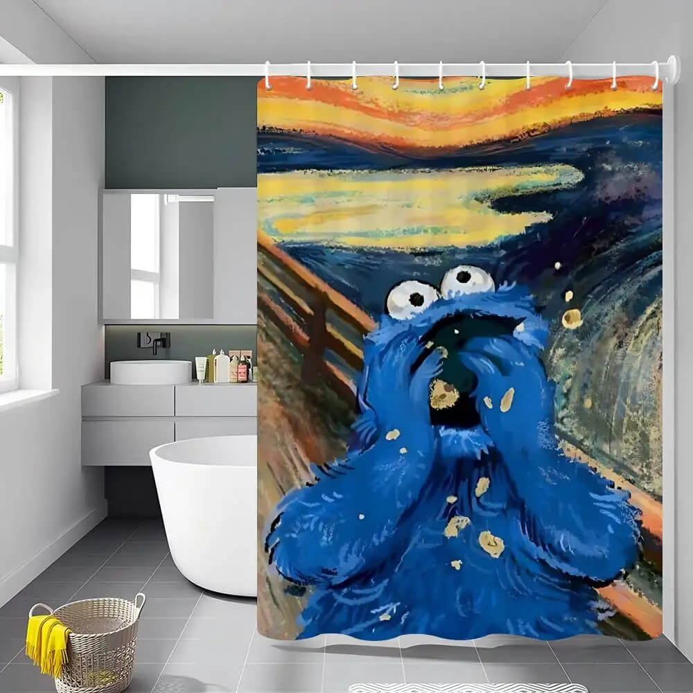 Cookie Monster bathroom curtain for boys and girls