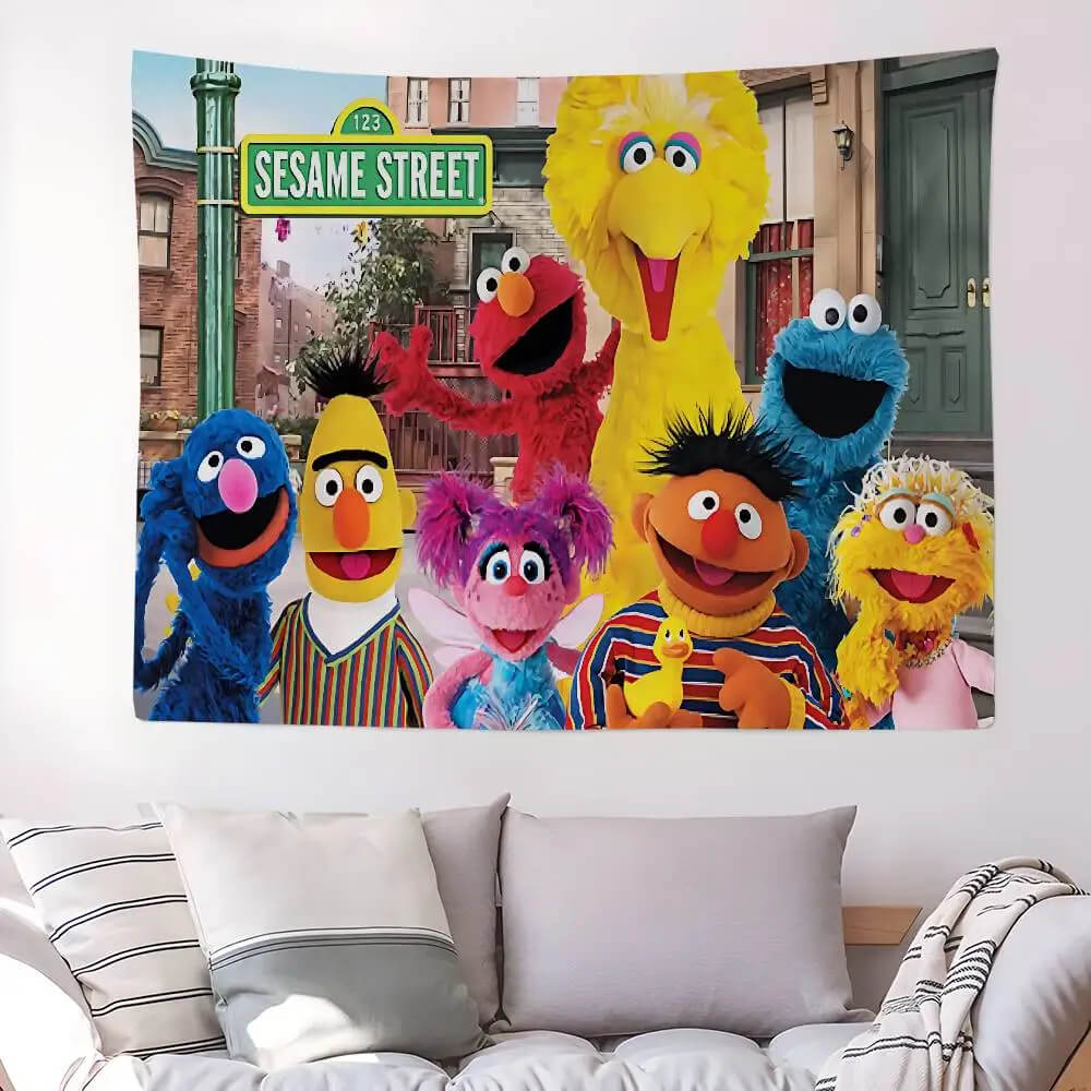 Large Sesame Street tapestry for kids bedroom