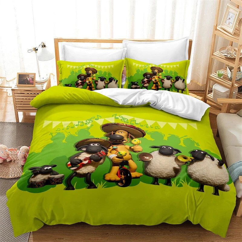 Sheep-themed bedding set cartoon characters